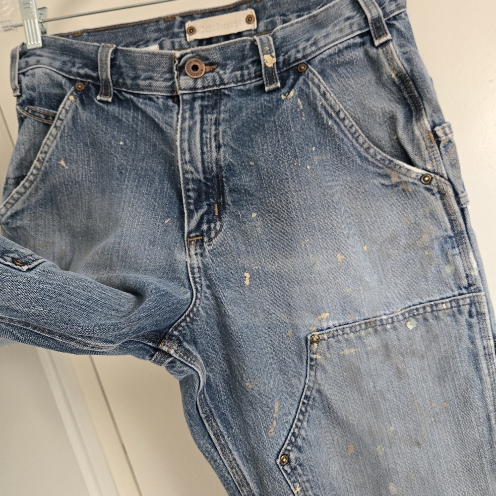 Carhartt Blue Denim Jeans Men's 32 with Paint Splatter - Picture 3 of 11